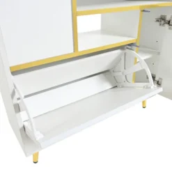 Skoskab hvid 80x25x96 cm med 16-farvet LED-belysning og højglans front White