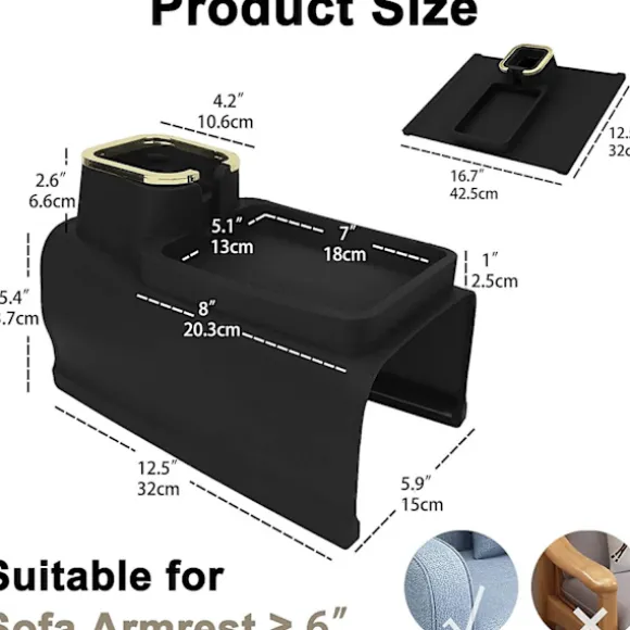 Skridsikker silikonesofa Armbakke med kopholder Sofa kopholderbakke Armlæn Fjernbetjening og organizer Blå