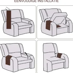 Skridsikkert møbelbetræk (38 cm x 57 cm) - Ternet kaffefarve