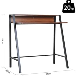 Skrivebordscomputerbord Med Opbevaringsrum Og Kabelgennemgang, Metal Valnød, 84X45X85 Cm, Ideel Til Hjemmekontor