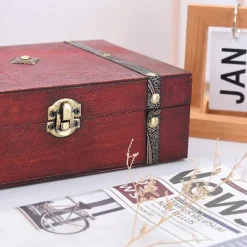 Skrivebordsopbevaringsboks Organizer Daglige fornødenheder Vintage Træ Rektangel 23x 16x 7.5cm Kompositplade Retro Etui Ny