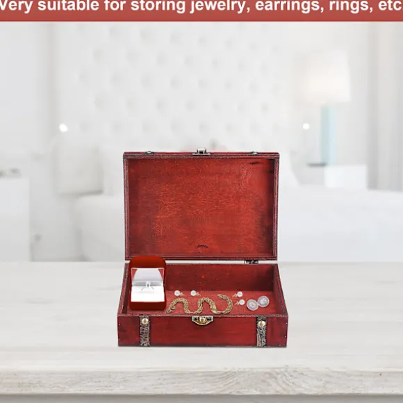 Skrivebordsopbevaringsboks Organizer Daglige fornødenheder Vintage Træ Rektangel 23x 16x 7.5cm Kompositplade Retro Etui Ny