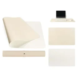 Skrivebordsunderlag 80x40cm PU Læder Beige