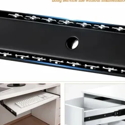 Skuffeskinner 350 mm Skuffeskinne Kuglelejeskinner til Tastatur Skydeskuffe (1 par) Sort