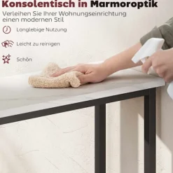 Slankt konsolbord, marmorlook-plade, 24 cm dybde