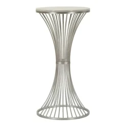 Sølvmetalbord – 40x79 cm, marmorplade