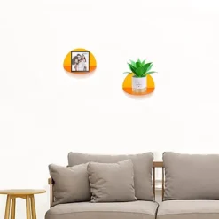 Små Akryl Hylder Værelse Indretning Flydende Hylder (2 stk, 25cm Diameter), Vægmonteret Display Stand til Planter, Legetøj, Makeup & Mere, Orange