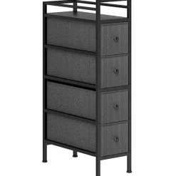 Smal stofkommode med 4 skuffer, sort, 20x43x81,5 cm