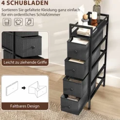 Smal stofkommode med 4 skuffer, sort, 20x43x81,5 cm