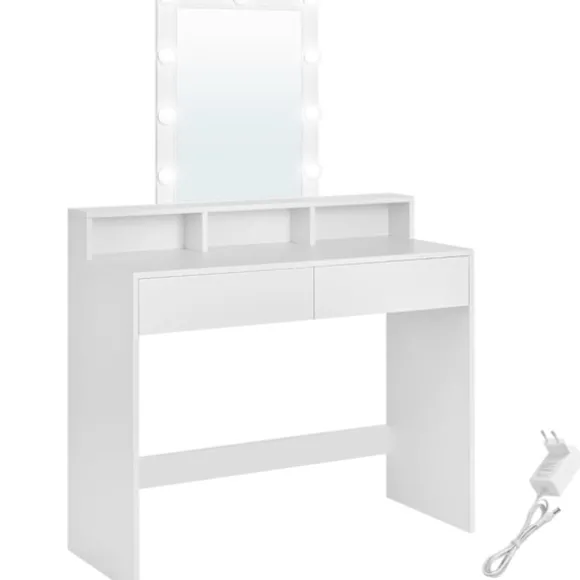 Sminkebord med Justerbar LED-Belysning, Moderne, Hvid