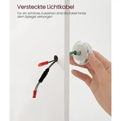 Sminkebord med LED-belysning med 2 skuffer og 3 åbne rum, moderne toiletbord, hvid