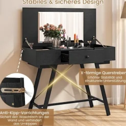 Sminkebord med spejl, ladestation og skuffe