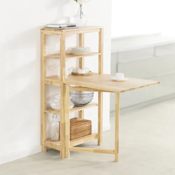 SoBuy Barbord med 4 hylder i træ 134x64x13.5cm, funktionel FWT70-N