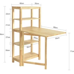 SoBuy Barbord med 4 hylder i træ 134x64x13.5cm, funktionel FWT70-N