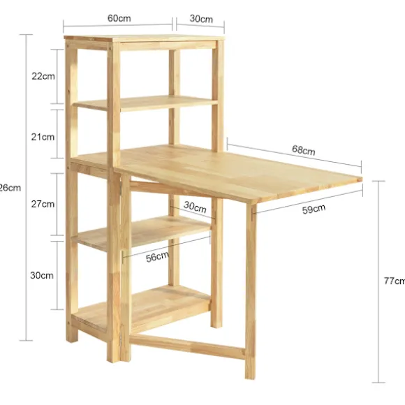 SoBuy Barbord med 4 hylder i træ 134x64x13.5cm, funktionel FWT70-N