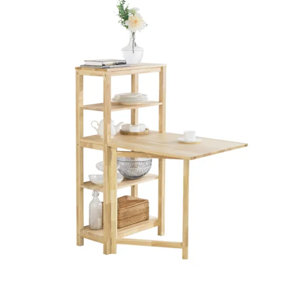 SoBuy Barbord med 4 hylder i træ 134x64x13.5cm, funktionel FWT70-N