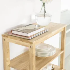SoBuy Barbord med 4 hylder i træ 134x64x13.5cm, funktionel FWT70-N