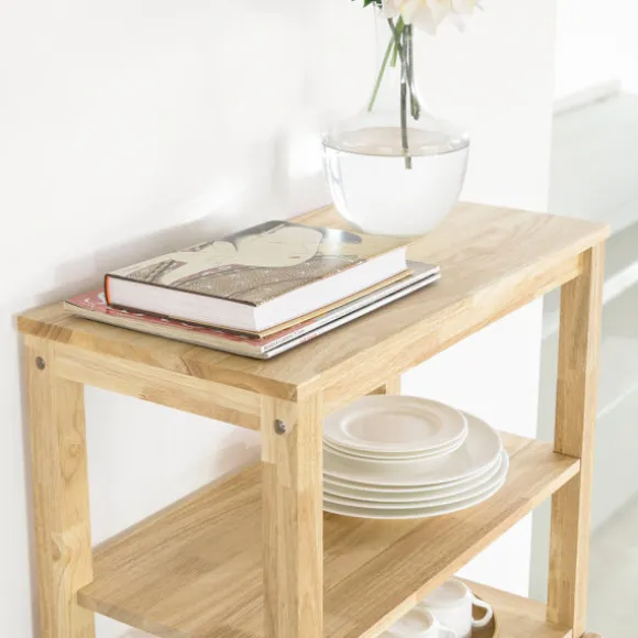 SoBuy Barbord med 4 hylder i træ 134x64x13.5cm, funktionel FWT70-N