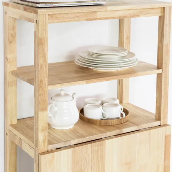 SoBuy Barbord med 4 hylder i træ 134x64x13.5cm, funktionel FWT70-N