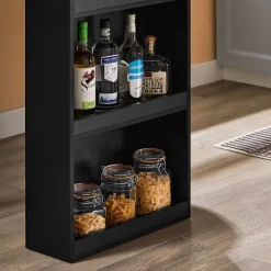 SoBuy Barbord med 3 hylder i sort 112x57x106cm, moderne FWT17-II-SCH