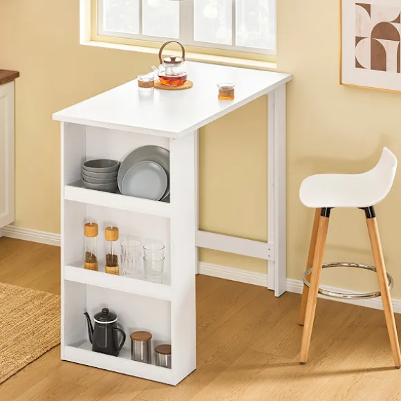 SoBuy Barbord med 3 hylder i hvid 112x57x106cm, moderne FWT17-II-W
