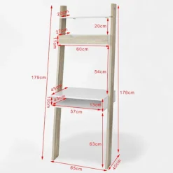 SoBuy Bogreol med 3 hylder i træ 65x45x176.4cm, moderne FRG111-WN