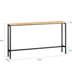 SoBuy brun entrékonsol med kan udvides 120x20x65cm, industriel FSB19-E