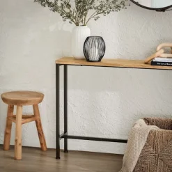 SoBuy brun entrékonsol med kan udvides 120x20x65cm, industriel FSB19-E