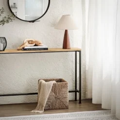 SoBuy brun entrékonsol med kan udvides 120x20x65cm, industriel FSB19-E