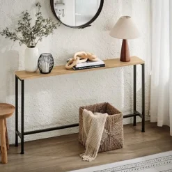 SoBuy brun entrékonsol med kan udvides 120x20x65cm, industriel FSB19-E