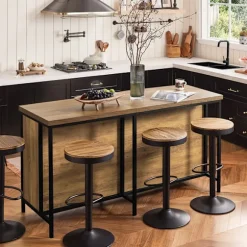 SoBuy brun køkkenø med opbevaring og multifunktionel og pladsbesparende 170x60x88.5cm, industriel