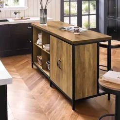 SoBuy brun køkkenø med opbevaring og multifunktionel og pladsbesparende 170x60x88.5cm, industriel