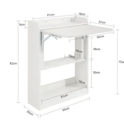 SoBuy Computerskrivebord med 1 hylde i hvid 64x57x82cm, funktionel FWT92-W