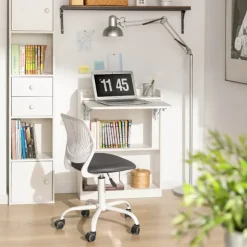 SoBuy Computerskrivebord med 1 hylde i hvid 64x57x82cm, funktionel FWT92-W