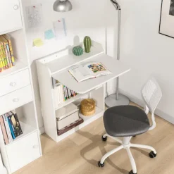 SoBuy Computerskrivebord med 1 hylde i hvid 64x57x82cm, funktionel FWT92-W