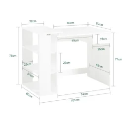 SoBuy Computerskrivebord med 1 skuffe i hvid 100x60x76cm, minimalistisk FWT35-W