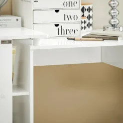 SoBuy Computerskrivebord med 1 skuffe i hvid 100x60x76cm, minimalistisk FWT35-W