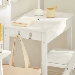 SoBuy Computerskrivebord med 1 skuffe i hvid 60x40x76cm, minimalistisk FWT43-W