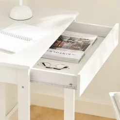 SoBuy Computerskrivebord med 1 skuffe i hvid 60x40x76cm, minimalistisk FWT43-W