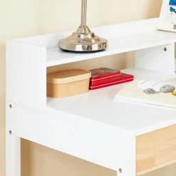 SoBuy Computerskrivebord med 2 skuffer i hvid 100x59x95cm, moderne FWT106-W