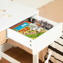 SoBuy Computerskrivebord med 2 skuffer i hvid 100x59x95cm, moderne FWT106-W