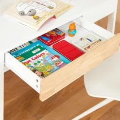SoBuy Computerskrivebord med 2 skuffer i hvid 100x59x95cm, moderne FWT106-W