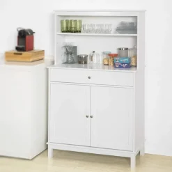 SoBuy Dekorativt konsolbord Skænk kommode Vitrineskab FSB26-W Color W90 x D40 x H148cm