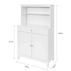 SoBuy Dekorativt konsolbord Skænk kommode Vitrineskab FSB26-W Color W90 x D40 x H148cm