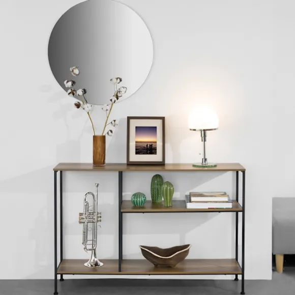 SoBuy Entré konsol med 3 hylder i mørkebrun 120x30x79.5cm, vintage FSB35-PF