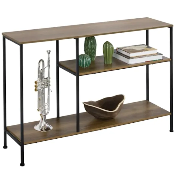 SoBuy Entré konsol med 3 hylder i mørkebrun 120x30x79.5cm, vintage FSB35-PF