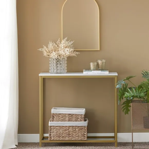 SoBuy guld entrékonsol 80x29.5x74.5cm, vintage FSB29-G