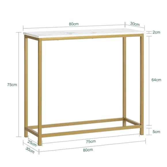 SoBuy guld entrékonsol 80x29.5x74.5cm, vintage FSB29-G