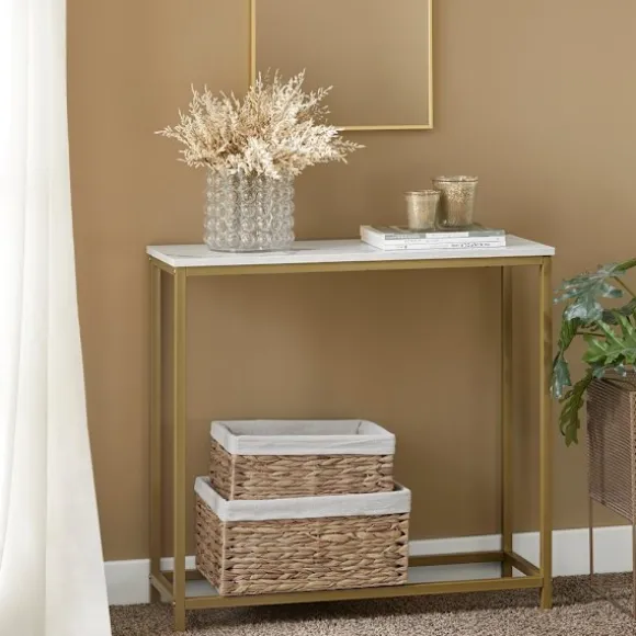 SoBuy guld entrékonsol 80x29.5x74.5cm, vintage FSB29-G
