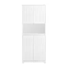 SoBuy Høj badeværelsesskab med 4 døre i hvid 70x37x170cm, funktionel BZR150-W